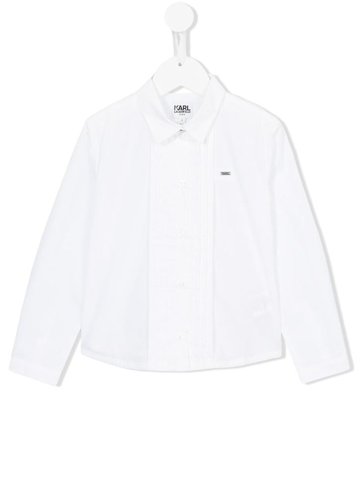 Karl Lagerfeld Kids Pleated Placket Shirt, Boy's, Size: 6 Yrs, White