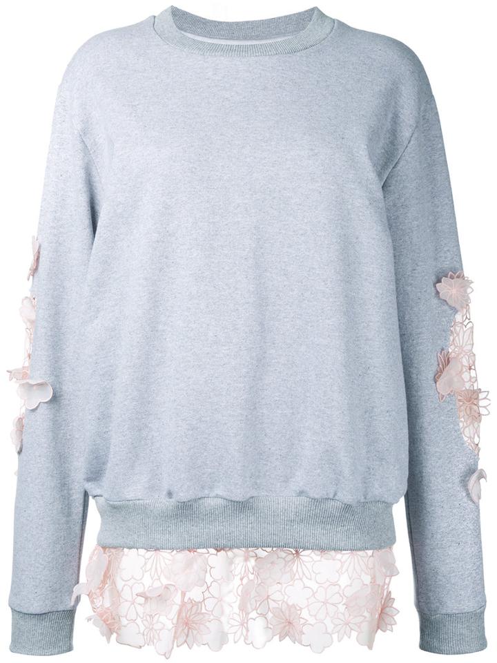 Anouki - Lace Inserts Sweatshirt - Women - Cotton/polyester - 36, Grey, Cotton/polyester