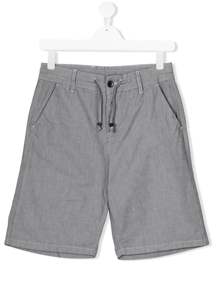Paolo Pecora Kids Drawstring Waist Shorts - Black