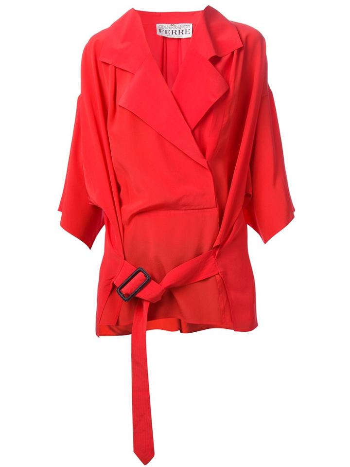 Gianfranco Ferre Vintage 80s Wrap Shirt - Red