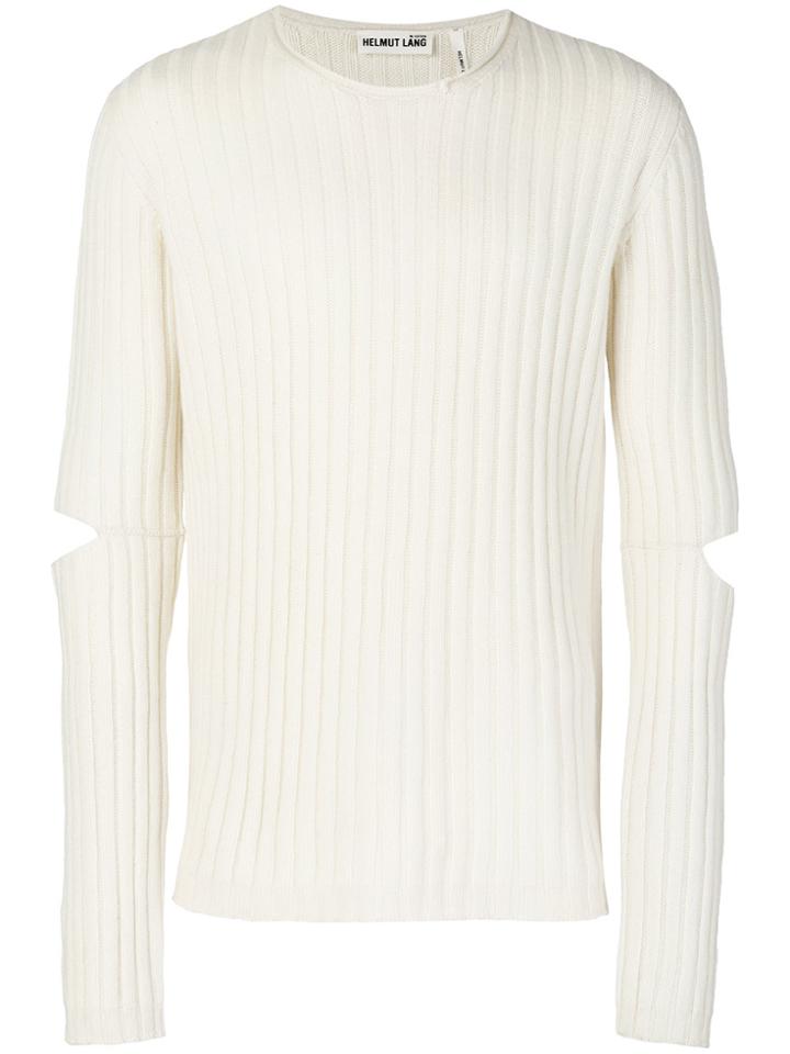 Helmut Lang Sleeve Cut-detail Knitted Sweater - Nude & Neutrals