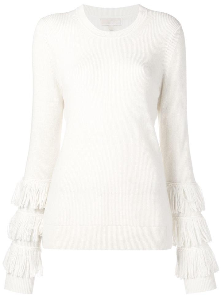 Michael Michael Kors Fringed Sleeve Jumper - Neutrals