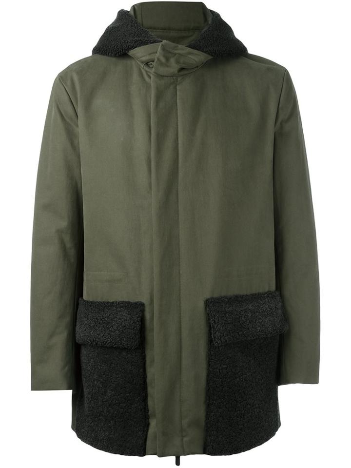 Fendi Shearling Panel Hooded Jacket