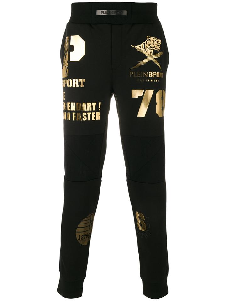 Plein Sport Slim Fit Logo Track Pants - Black