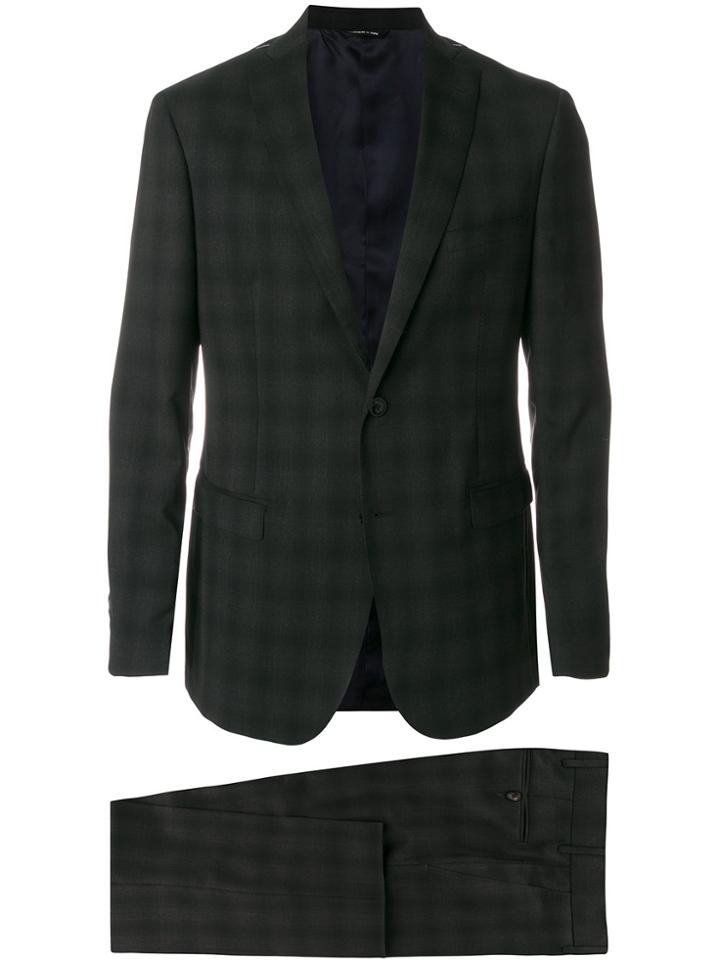 Tonello Check Fitted Suit - Black