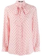 Karl Lagerfeld Pussy Bow Dotted Shirt - Pink