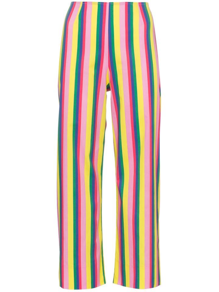 Staud Maui Striped Cotton Cropped Trousers - Multicolour