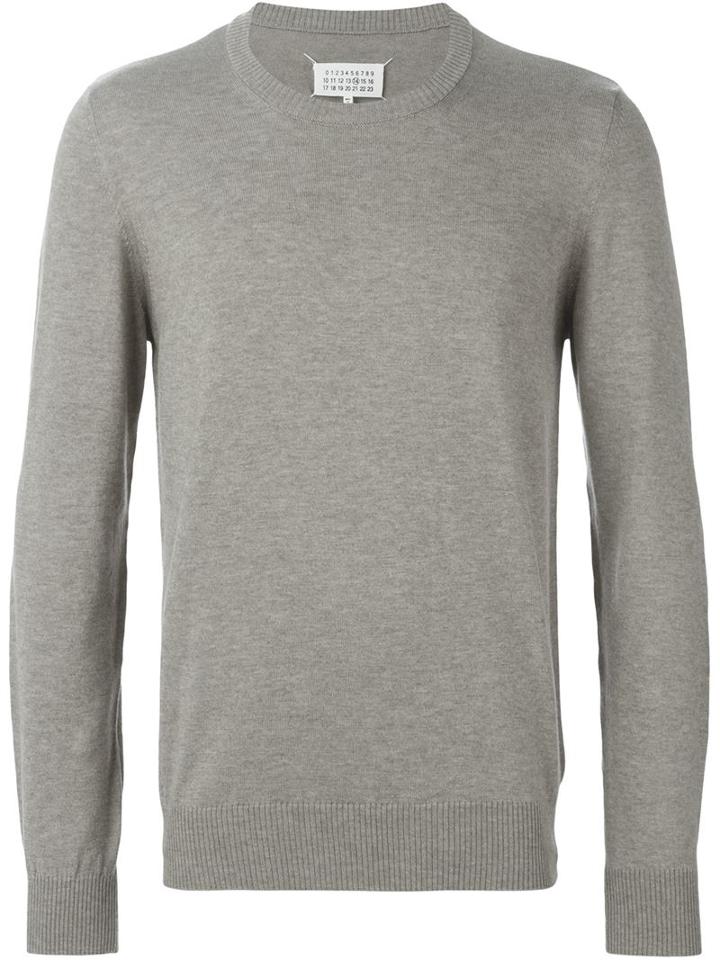 Maison Margiela Elbow Patch Jumper, Men's, Size: Xxl, Grey, Cotton/calf Leather/wool