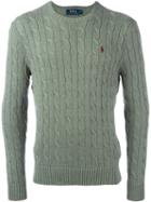 Polo Ralph Lauren Cable Knit Logo Jumper, Men's, Size: Medium, Green, Cotton