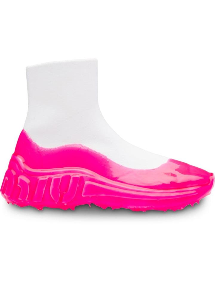 Miu Miu Tech Knit High-top Sneakers - Pink