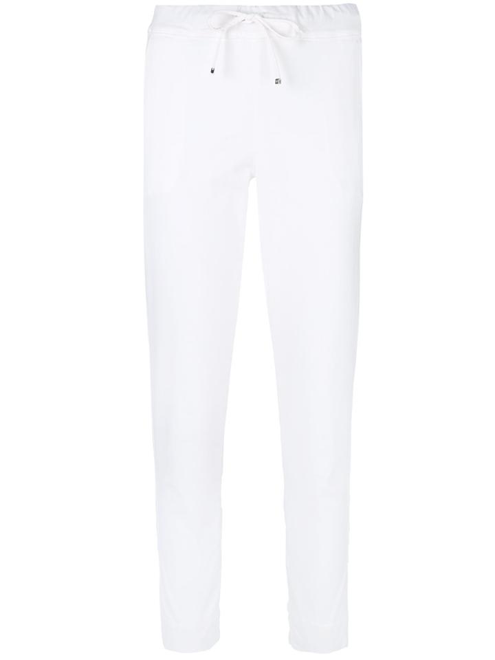 D.exterior Drawstring Waist Slim Fit Trousers - White