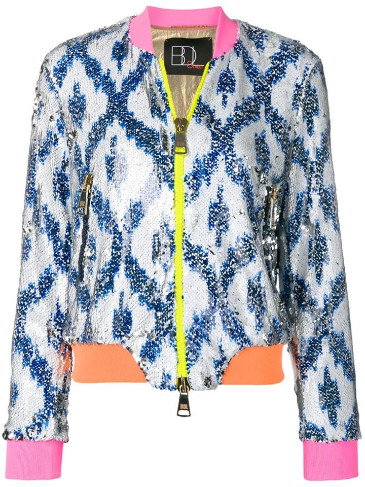 Bazar Deluxe Sequin Bomber Jacket - White