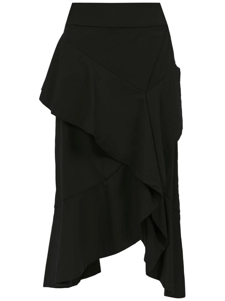 Nk Collection Ruffled Midi Skirt - Black