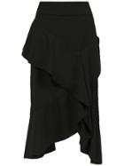 Nk Collection Ruffled Midi Skirt - Black