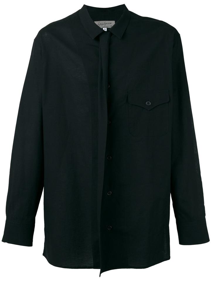 Yohji Yamamoto Flap Pocket Shirt, Men's, Size: 4, Black, Cotton/linen/flax