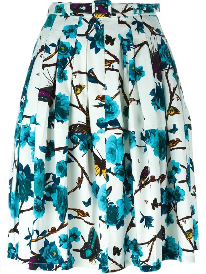 Samantha Sung Claire Floral Skirt, Women's, Size: 2, White, Cotton/spandex/elastane