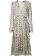 Derek Lam Printed V-neck Dress, Women's, Size: 46, White, Silk