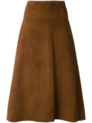 Almarosafur - A-line Midi Skirt - Women - Calf Leather - 46, Brown, Calf Leather