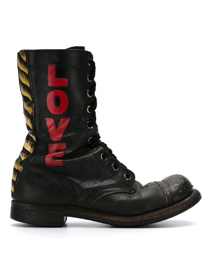 À La Garçonne Handpainted Combat Boots - Black