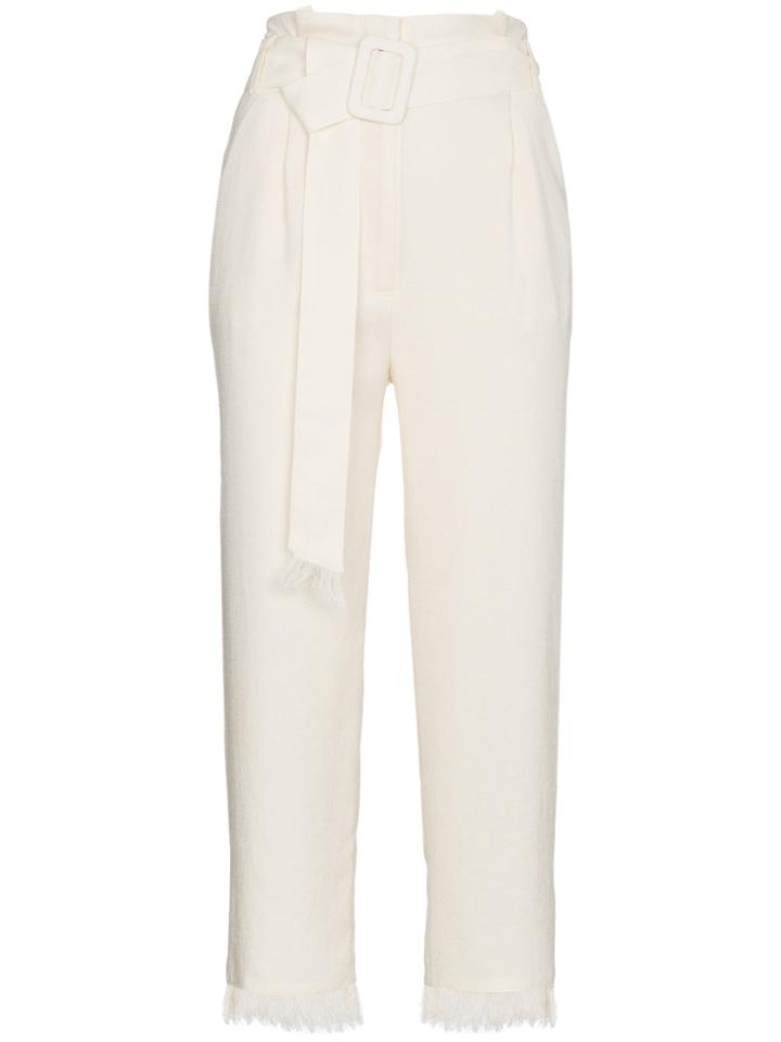 Nanushka Cropped Trousers With Frayed Hems - Nude & Neutrals