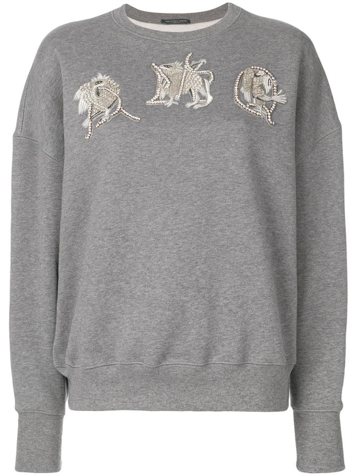 Alexander Mcqueen Amq Embroidered Sweatshirt - Grey