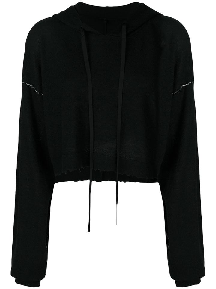 Unravel Project Cropped Cashmere Hoodie - Black