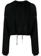 Unravel Project Cropped Cashmere Hoodie - Black