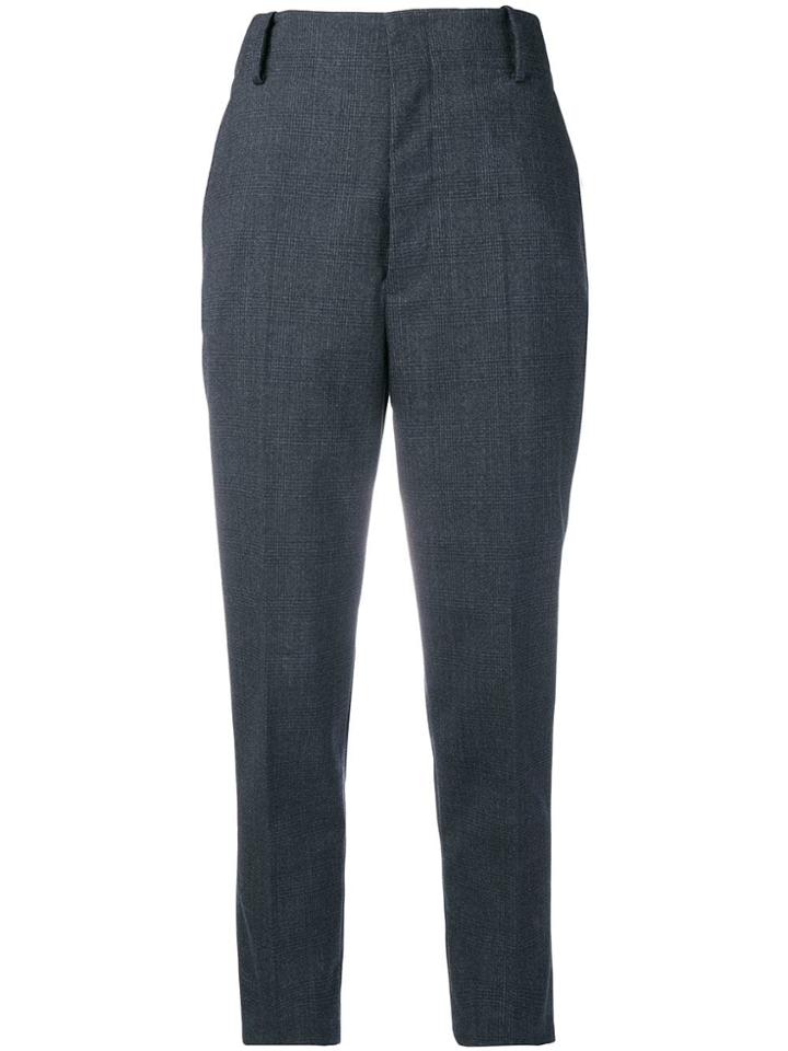 Semicouture Cropped Tailored Trousers - Blue