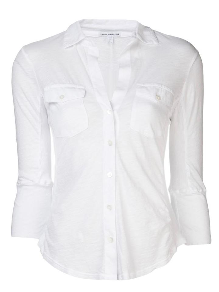 James Perse Sheer Slub Panel Shirt, Women's, Size: 3, White, Cotton