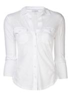 James Perse Sheer Slub Panel Shirt, Women's, Size: 3, White, Cotton