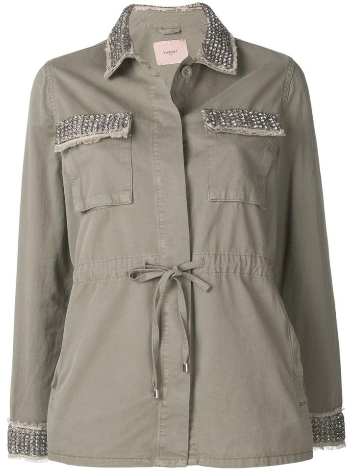 Twin-set Beaded Collar Jacket - Green