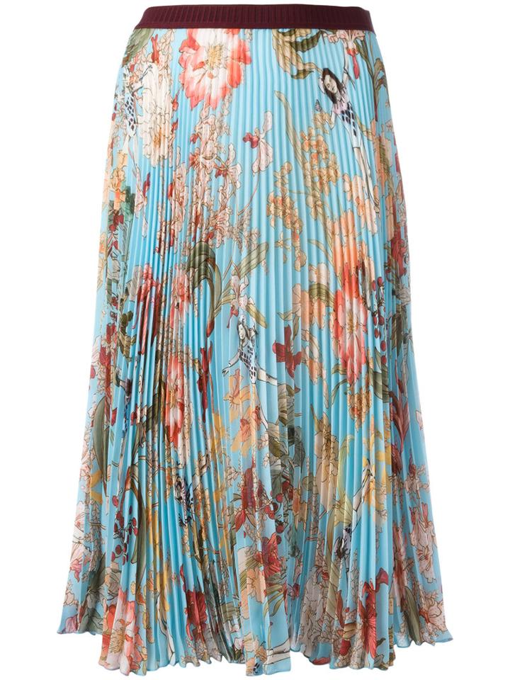 I'm Isola Marras Floral Print Pleated Skirt, Women's, Size: 40, Blue, Polyester