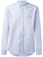 Maison Kitsuné Embroidered Logo Shirt, Size: 38, Blue, Cotton