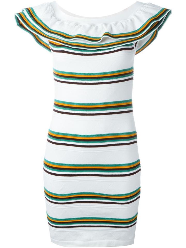 Msgm Striped Off-shoulder Dress