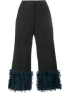 Rosie Assoulin Cropped Ruffle Trousers, Women's, Size: 4, Black, Cotton/silk