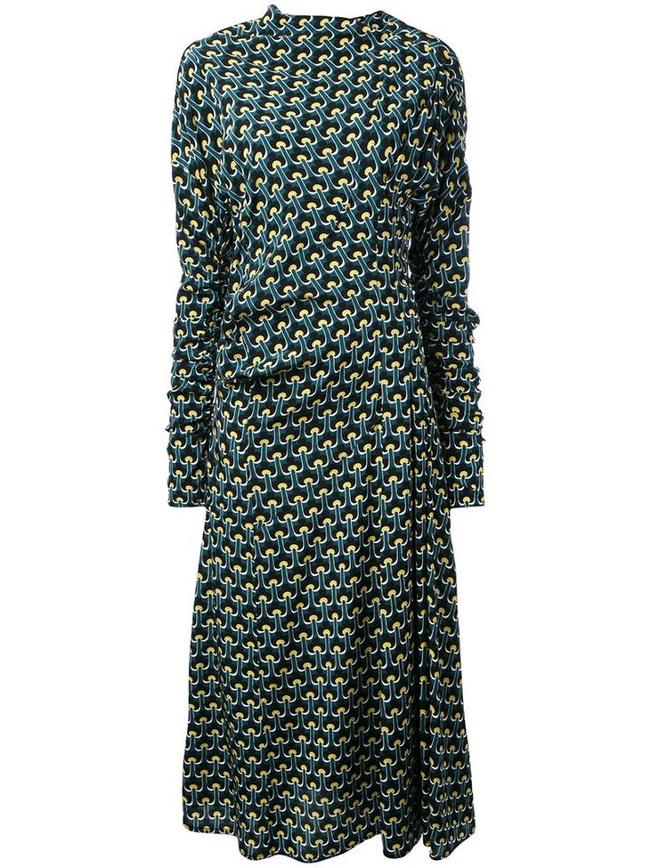 Marni - Embroidered Shift Dress - Women - Silk - 44, Green, Silk