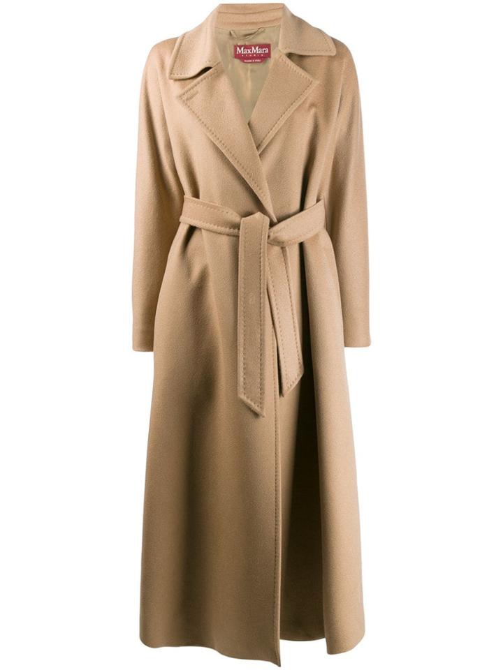 Max Mara Studio Long Belted Coat - Neutrals