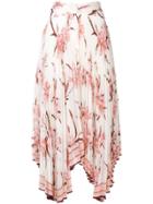 Zimmermann Orchid Print Pleated Asymmetric Skirt - White