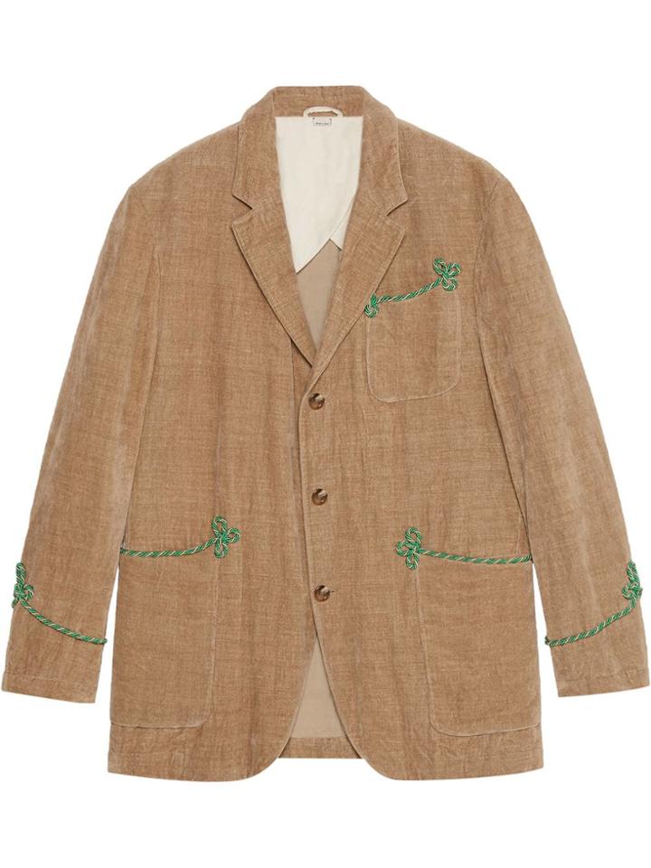 Gucci Velvet Jacket With Embroidery - Neutrals