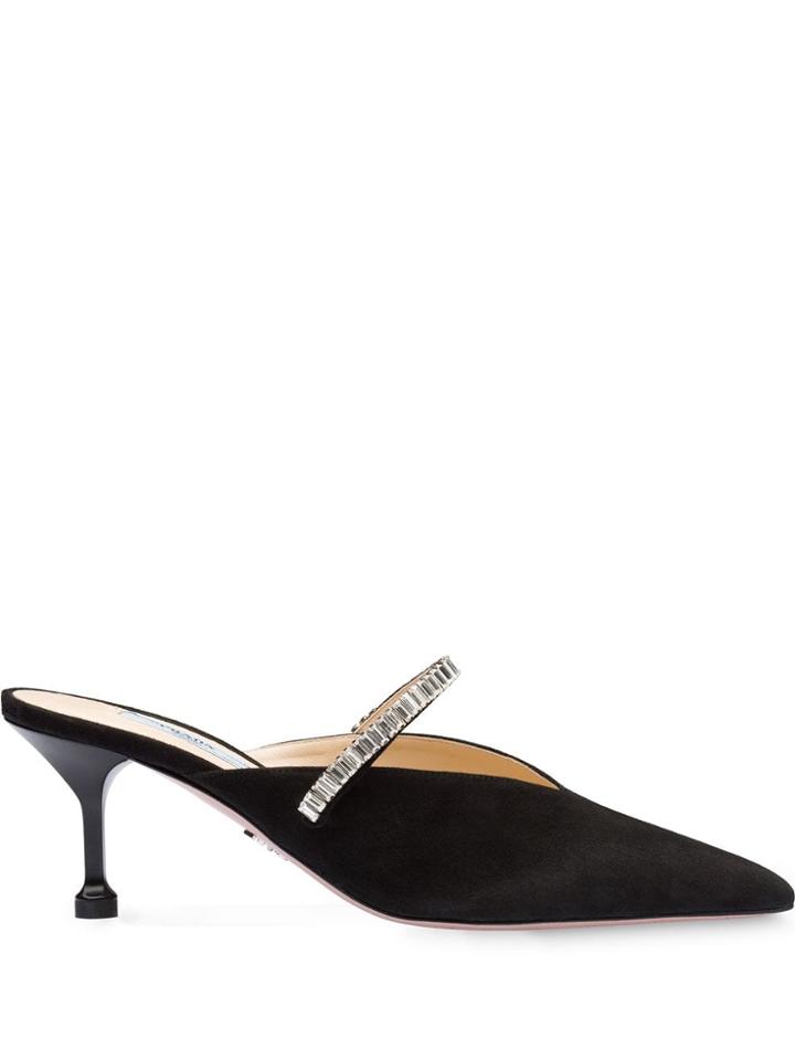 Prada Embellished Band 65mm Mules - Black
