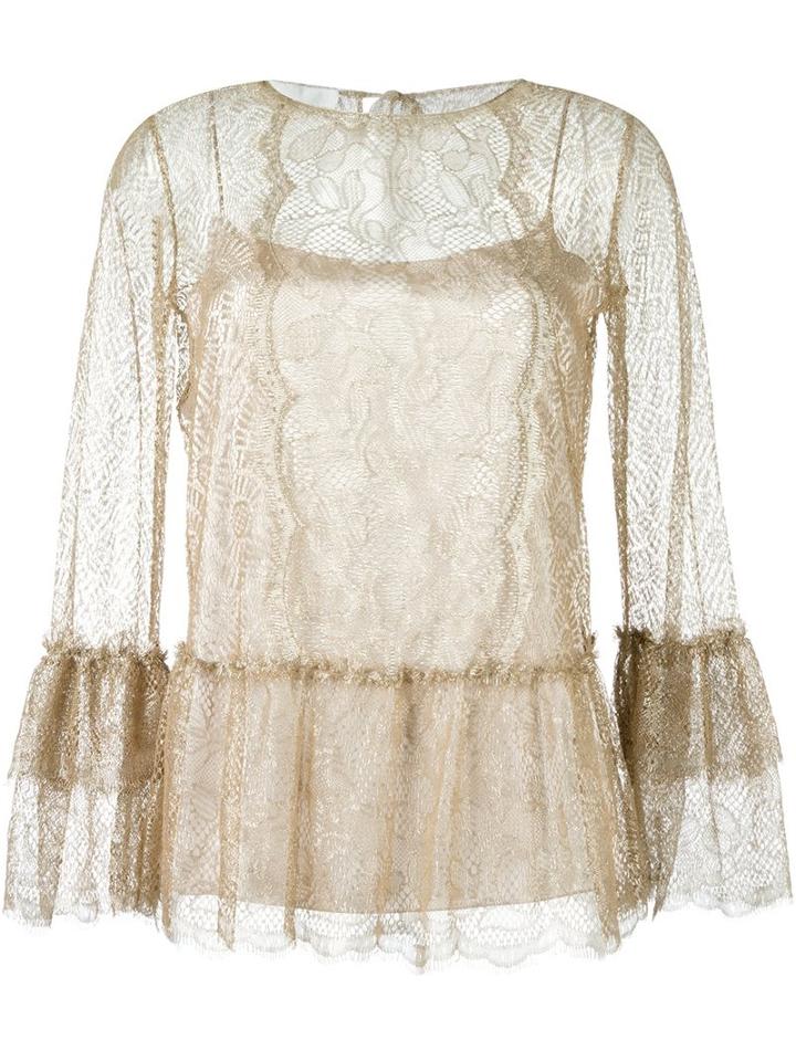Alberta Ferretti Ruffled Lace Blouse