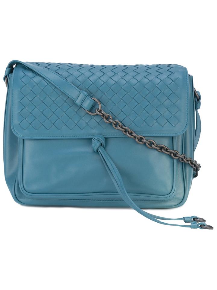 Bottega Veneta - Small Saddle Intrecciato Shoulder Bag - Women - Leather - One Size, Women's, Blue, Leather