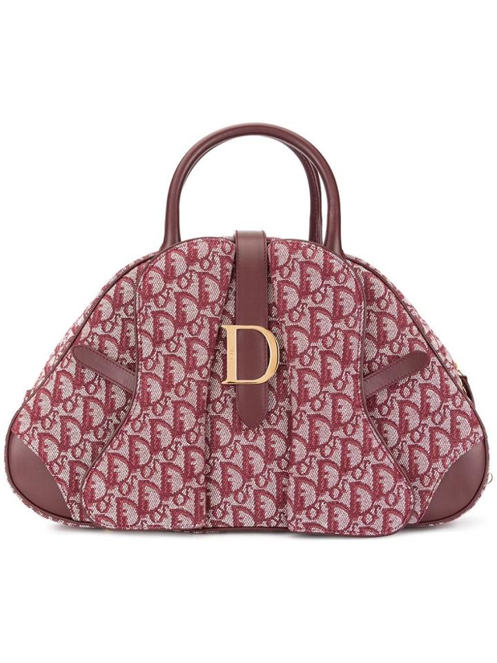 Christian Dior Vintage Trotter Pattern Saddle Bag - Red