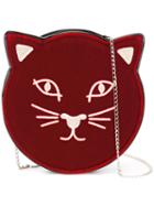 Charlotte Olympia Pussycat Shoulder Bag, Women's, Red, Calf Leather/velvet