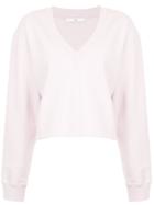Tibi V-neck Cropped Sweatshirt - Pink