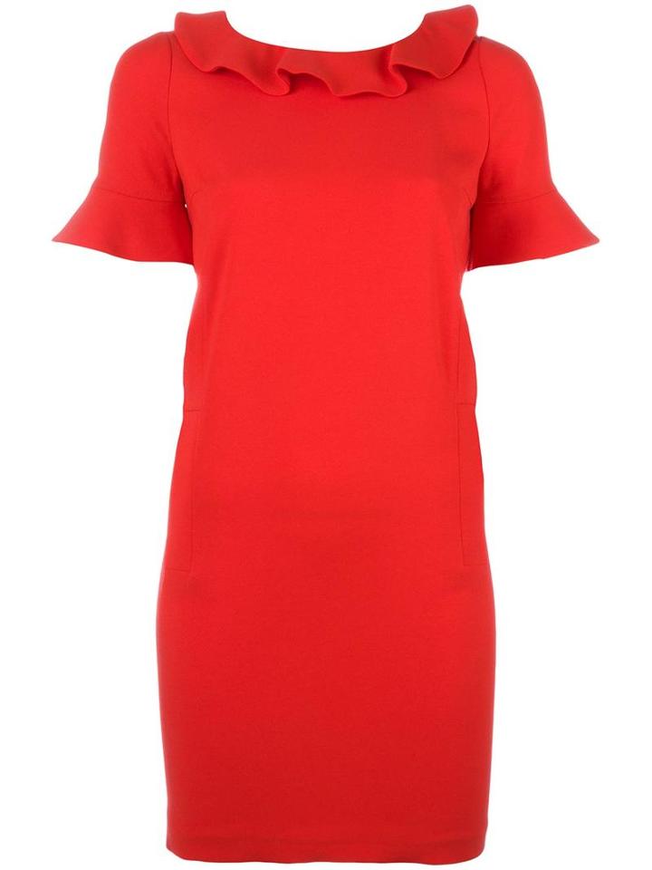 Twin-set Ruffle Trim Shift Dress, Women's, Size: 40, Red, Spandex/elastane/acetate/viscose
