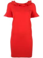 Twin-set Ruffle Trim Shift Dress, Women's, Size: 40, Red, Spandex/elastane/acetate/viscose