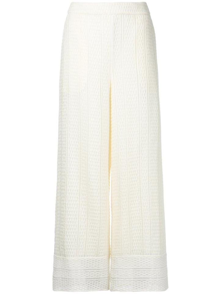 Goen.j Yarn-overlaid Organza Wide-leg Trousers - White