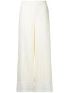 Goen.j Yarn-overlaid Organza Wide-leg Trousers - White