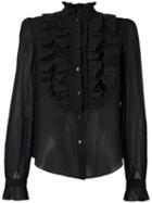 Temperley London - Strawberry Ruffle Shirt - Women - Silk/cotton - 14, Black, Silk/cotton